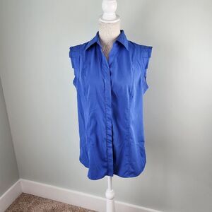 Style & Co Stretch Sleeveless Hidden Button Down Top Size 10